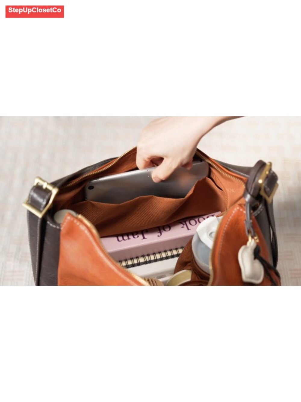 Hobo Bag Women Crossbody Shoulder Purse Faux Leather Hidden Cup Holder Large - Picture 6 of 6